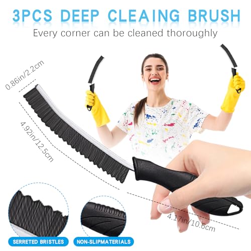 Magiware Hard Bristle Crevice Cleaning Brush Set for Deep Cleaning