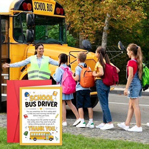 School Bus Driver Appreciation Card with Envelope - Thank You Gift