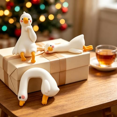 YOKUSHI 4 Pcs Adorable Goose Figurines for Desk Decor