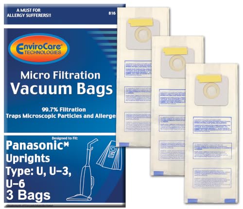 EnviroCare Replacement Vacuum Dust Bags for Panasonic Type 3, U-6 (3 Pack)