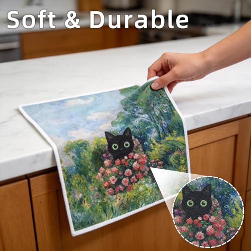 AiHeart 6-Pack Reusable Microfiber Kitchen Dish Cloths with Hanging Loop