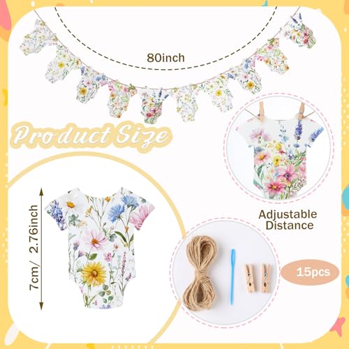 Frienda Wildflower Baby Shower Banner - Bodysuit Garland with Clips