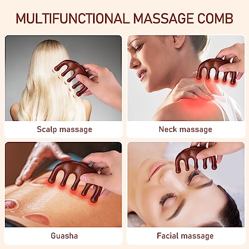 Amaxiu Wooden Sandalwood Massage Comb Anti-Static Wide Tooth Scalp Comb
