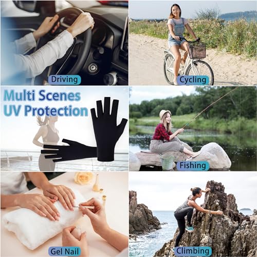 CGBOOM UV Shield Fingerless Gloves for Gel Nail Lamp & Driving UPF 50+