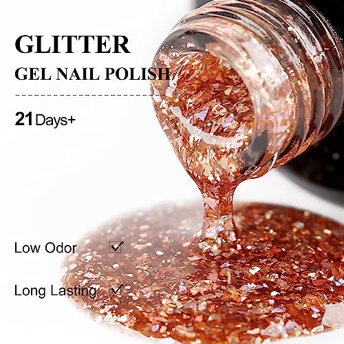 Imtiti Clear Nude Glitter Gel Nail Polish 0.5 fl oz UV LED Soak Off