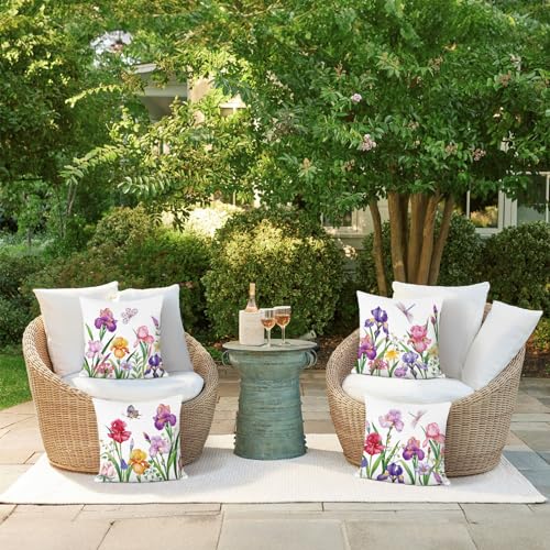 Bonhause Floral Throw Pillow Covers Set of 4, 18x18 Inch Velvet Cushion Cases for Home Decor