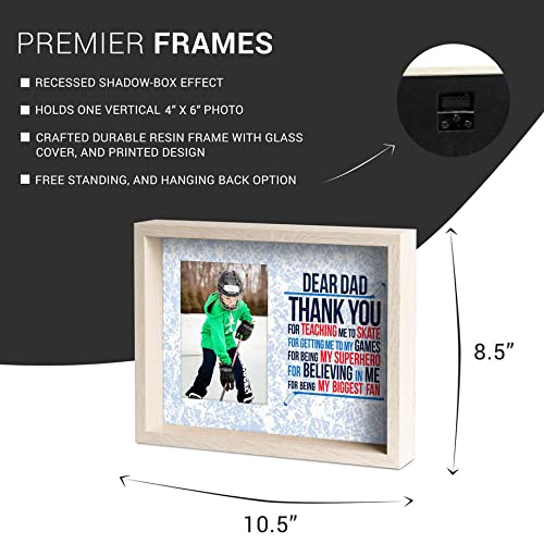 Hockey Dad Picture Frame - Dear Dad Gift for Hockey Enthusiasts - Holds 4x6 Photo