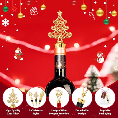 12Pcs Christmas Wine Bottle Stopper Set with Santa Deer Tree Xmas Party Favors