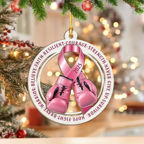 Brevnex Breast Cancer Survivor Wooden Christmas Ornament for Women 2025