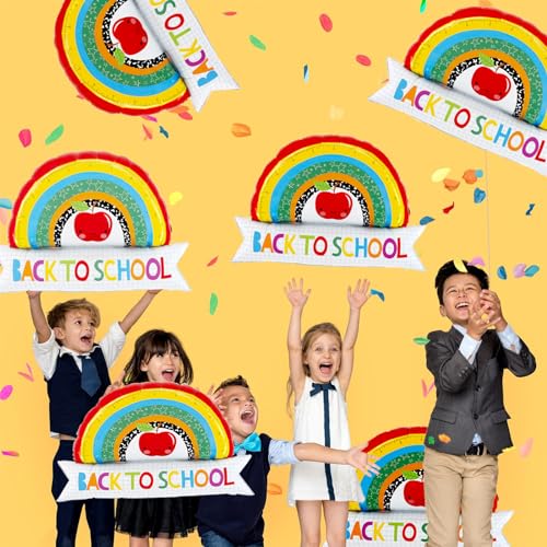 2 Pack Back to School Rainbow Apple Foil Balloons for Classroom Party