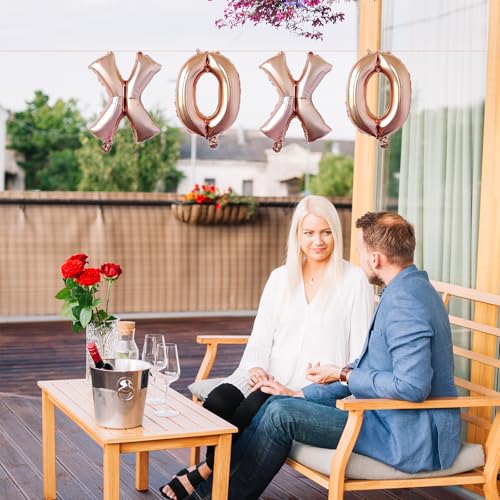 XOXO Balloons Banner - Rose Gold Aluminum Foil Decoration
