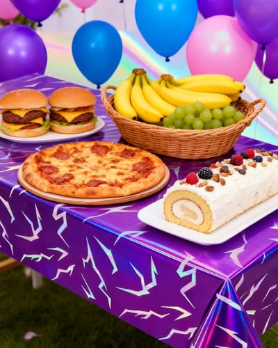 2-Pack Purple Holographic Tablecloths - 54x108" Music Theme