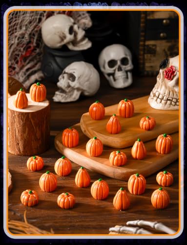 40 Mini Orange Pumpkins - Resin Fall Decor for Crafts & Displays