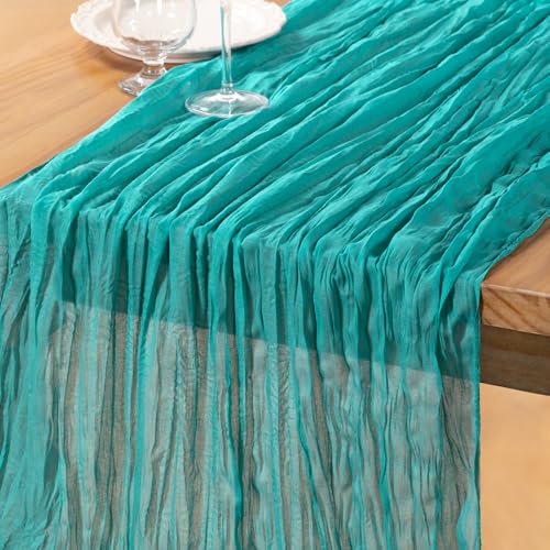 Teal Green Cheesecloth Table Runner - 35" x 120" for Weddings & Parties
