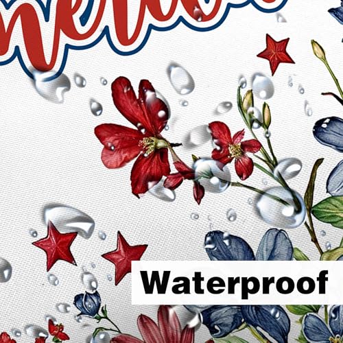 BATRUG Patriotic American Flag Shower Curtain - 70x70in Floral Cross