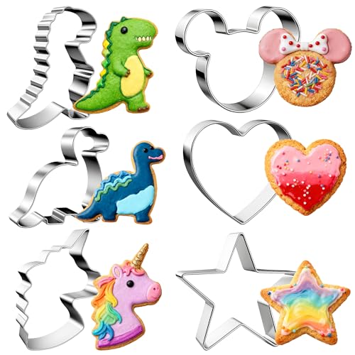 Mickey Unicorn Dinosaur Cookie Cutter Set - Stainless Steel Baking Molds