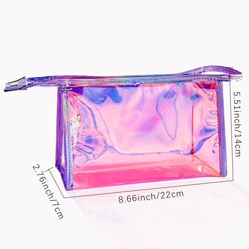 TotePrint Holographic Waterproof PVC Makeup Organizer Bag - Pink