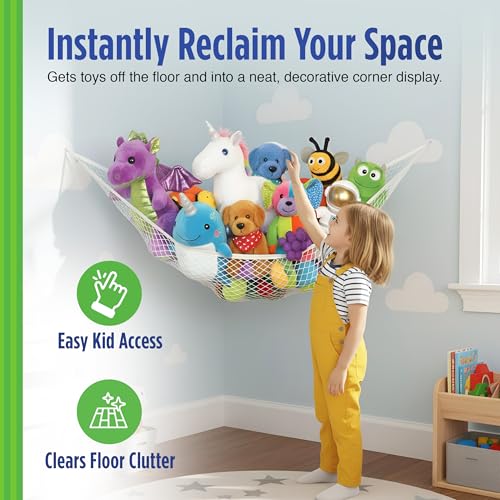 Baby Buddy Stuffed Animal Hammock - Corner Toy Organizer, White