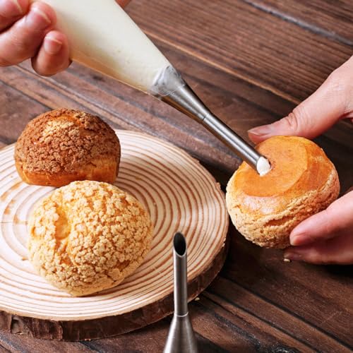 KuuGuu 6-Piece Stainless Steel Cream Puff Piping Nozzle Tip Set