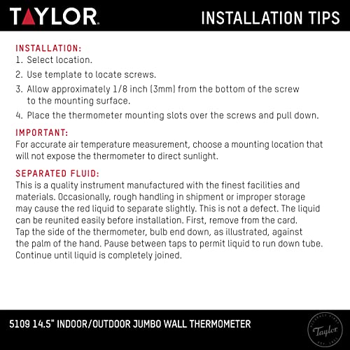 Taylor Jumbo Indoor Outdoor Thermometer - 14-inch Wireless Wall Mount