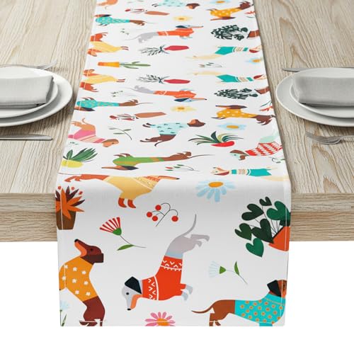 Dog Themed Table Runner for Puppy Birthday Party - 13x72 Inches