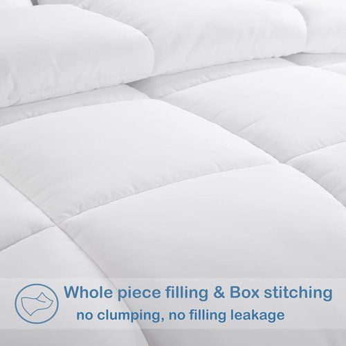 EASELAND Queen Size Down Alternative Comforter - Soft, Lightweight Quilted Duvet for All Seasons | White 88x88 Inches
