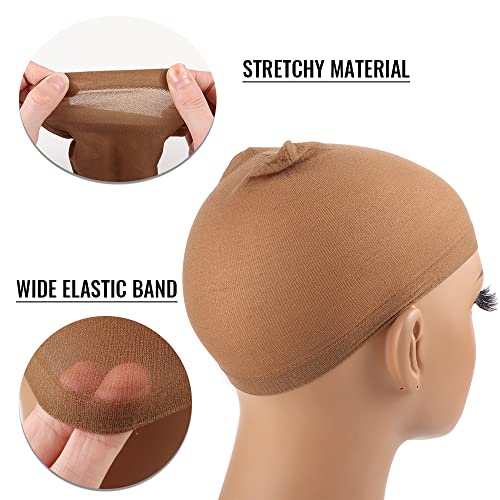Brown Stretchy Nylon Wig Caps for Women 20-Pack