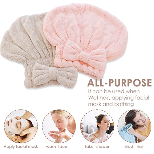 Microfiber Hair Towel Wraps - 2 Pack Super Absorbent Turbans for Curly Hair