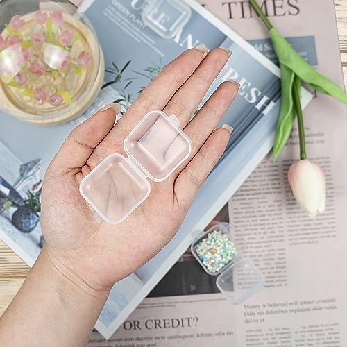 80PCS Mini Clear Plastic Jewelry Boxes, Small Hinged Storage Containers