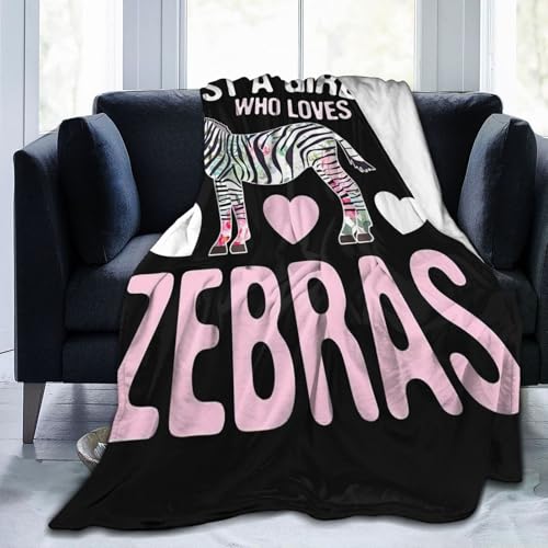 Just A Girl Who Loves Zebras Throw Blanket - Soft Flannel Fleece 50"x40"