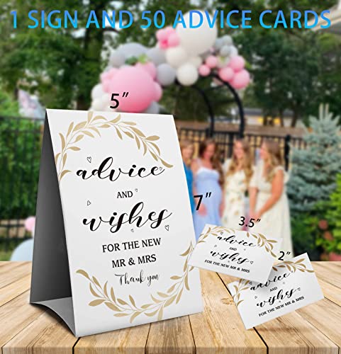 Wedding Advice Sign with 50 Advice Cards for Bridal Shower