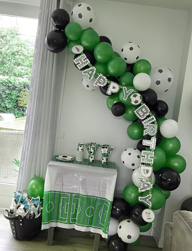 50 Pcs Soccer Balloons - 12 Inch Green & Black Latex Birthday Decorations