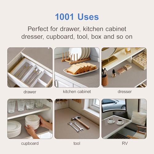 Non-Adhesive Shelf Liner for Kitchen Cabinets - 11.8 in x 9.8 ft - Wheat