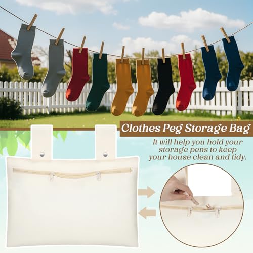 Abbylike 2-Pack Heavy Duty Canvas Clothespin Bags - Windproof & Easy Access