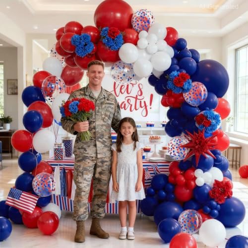Red and Blue Balloons Set - 60 pcs Navy, 12 Inch Party Decor