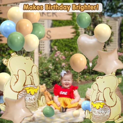 Vintage Winnie Bear Balloon Kit - 38-Piece Set for Baby Shower & Birthday