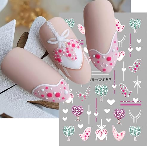Valentine's Day Love Heart Nail Art Stickers 3D Self-Adhesive Decals