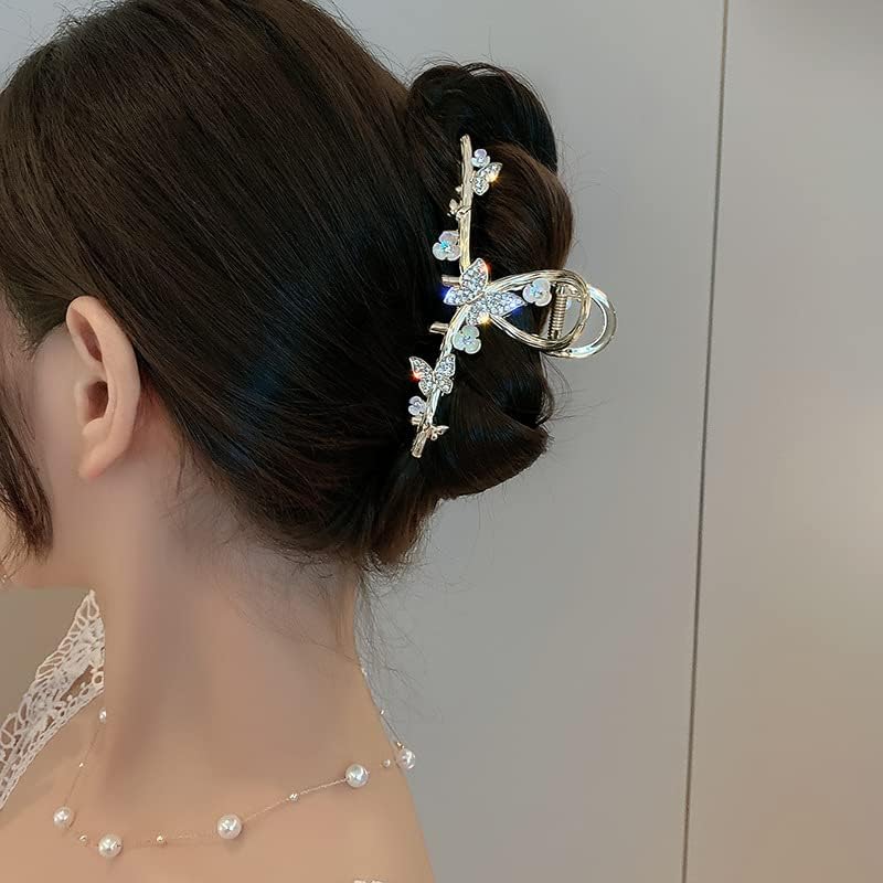 Gold Metal Butterfly Hair Claw Clips 2-Piece Set for Thick Hair
