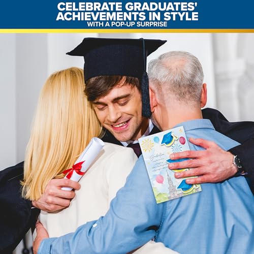Pop Up Gold Foil College Graduation Card 5x7in with Stickers