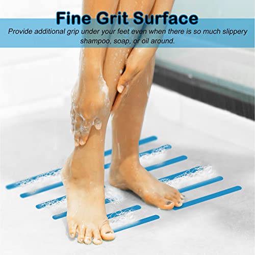 S&X Non-Slip Bath Stickers, Blue, 12 Gritty Textured Strips