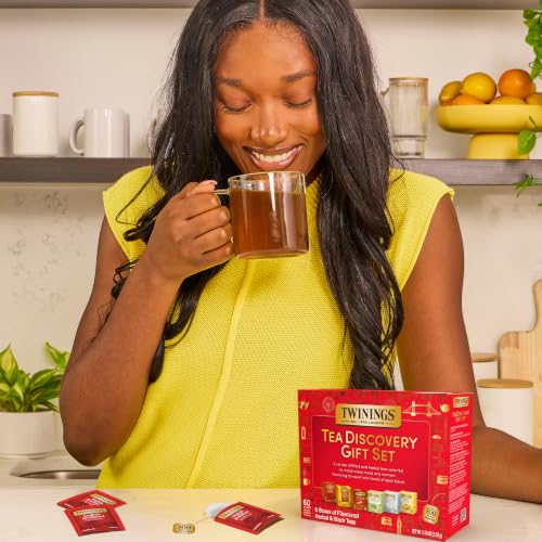 Twinings Tea Discovery Gift Set 60 Count — Black & Herbal Mini Box Variety Pack
