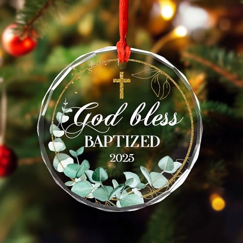 Brevnex God Bless Baptized 2025 Ornament Cross Christening Gift