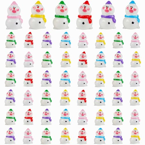 Mini Snowman Figurines Set - 48pcs Christmas Resin Decorations, Style 2
