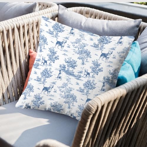 Chinoiserie Pitbull Dog Pillow Cover - 18x18 Flannel Cushion
