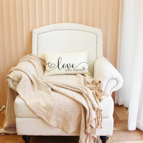 Valentine's Day Love You More Throw Pillow Cover 12x20 Inch Sofa Cushion Case