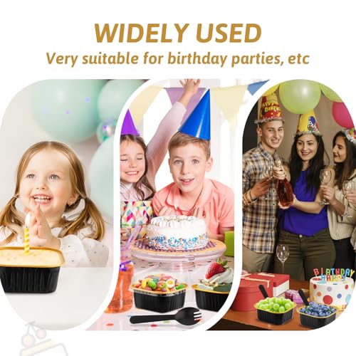 35 Pack Mini Baking Pans with Lids - 5 OZ Black Gold Cake Tins