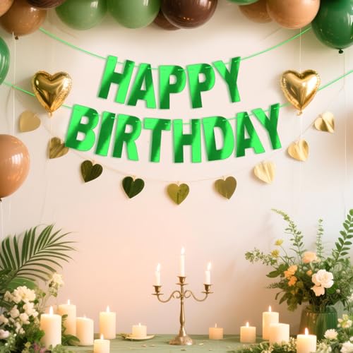 Shiny Green Happy Birthday Banner DIY Garland Wall Hanging Sign