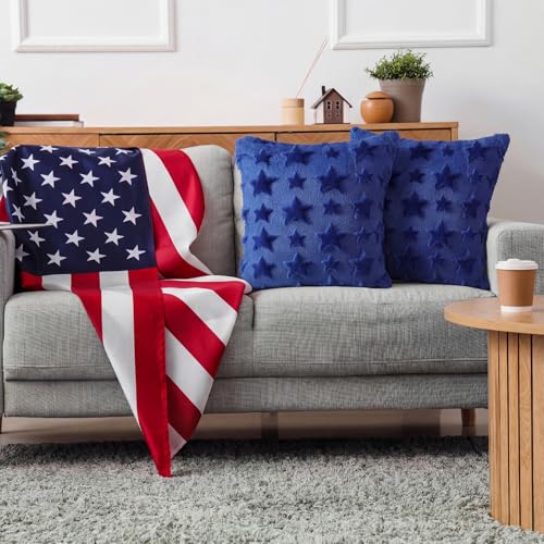 Tiamon Set of 2 18x18 Blue Star Throw Pillow Covers