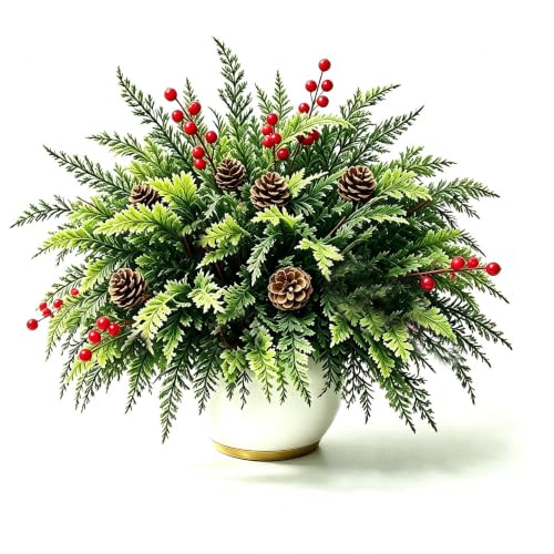 Artificial Cedar Branches 16 Pcs 18 Inch Faux Pine Stems for Holiday Decor