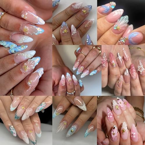 Ocean Style 3D Gold Nail Charms and Gems Seashell Starfish Rhinestones